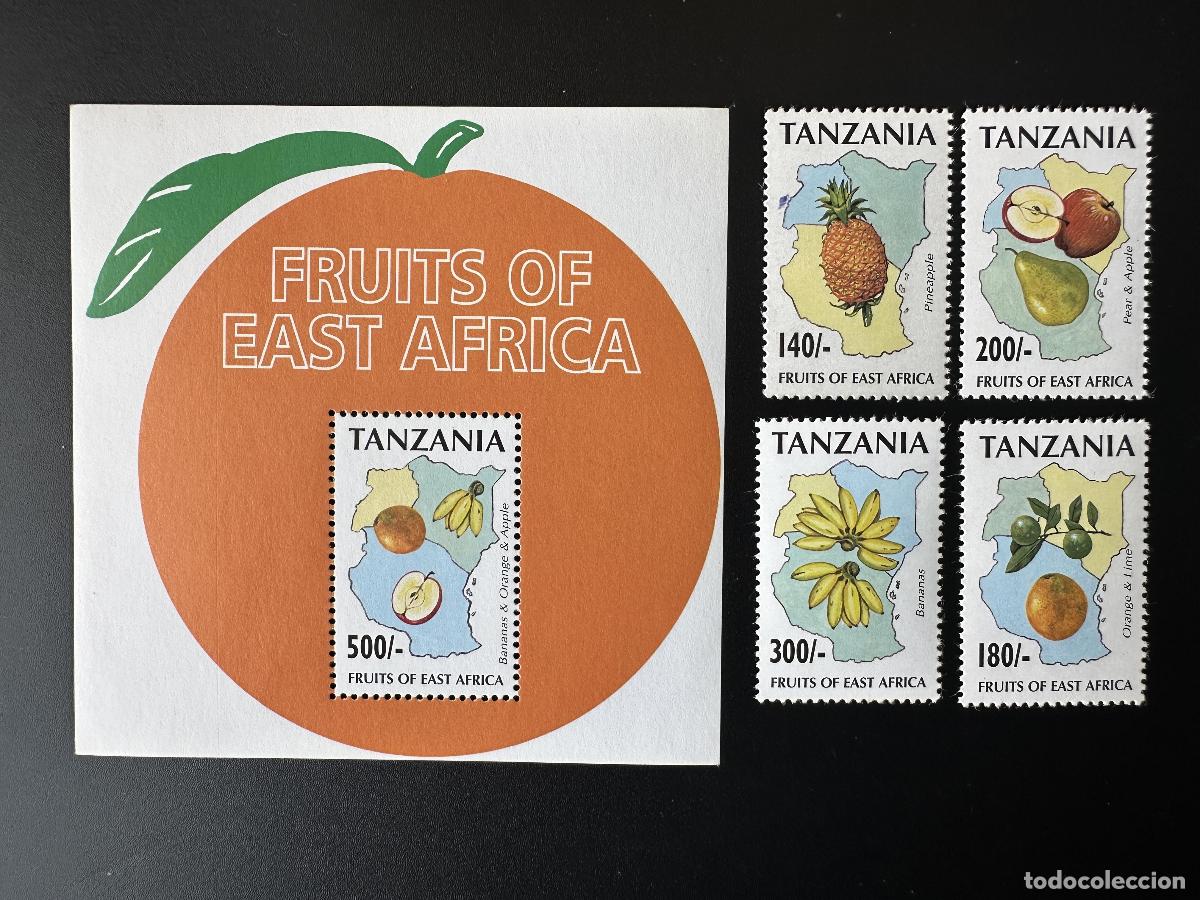 Sellos: Tanzania 1996 Mi. 2398-2401 Bl. 330 Frutas tropicales ex&oacute;ticas &Aacute;frica oriental