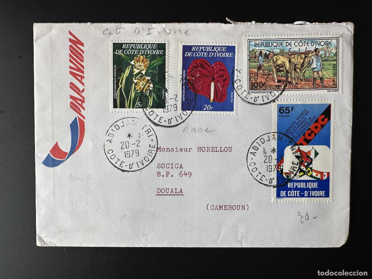 Sellos: Costa de Marfil 1977 Mi. A/B 532 Flores Blumen 5F/20 F en la carta 1979