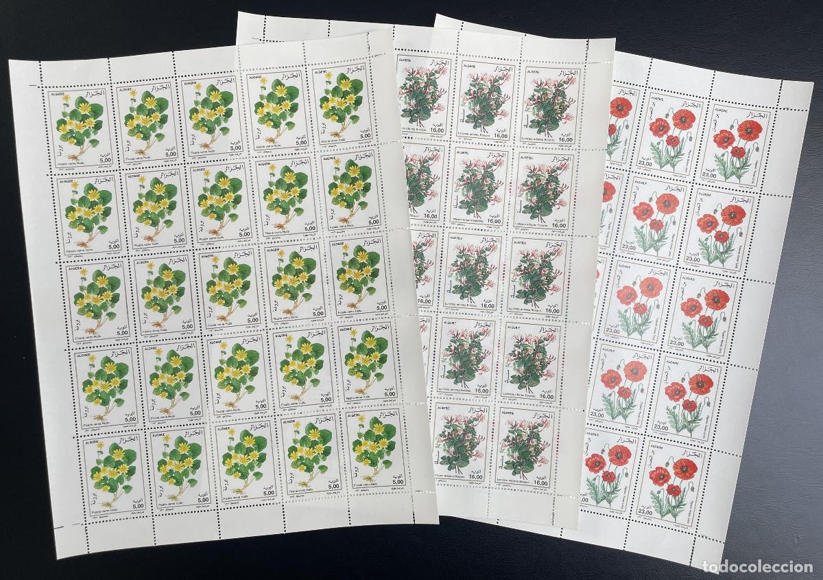 Sellos: Argelia 1997 YT 1131-1133 plato flores naturaleza bot&aacute;nica flora vegetales