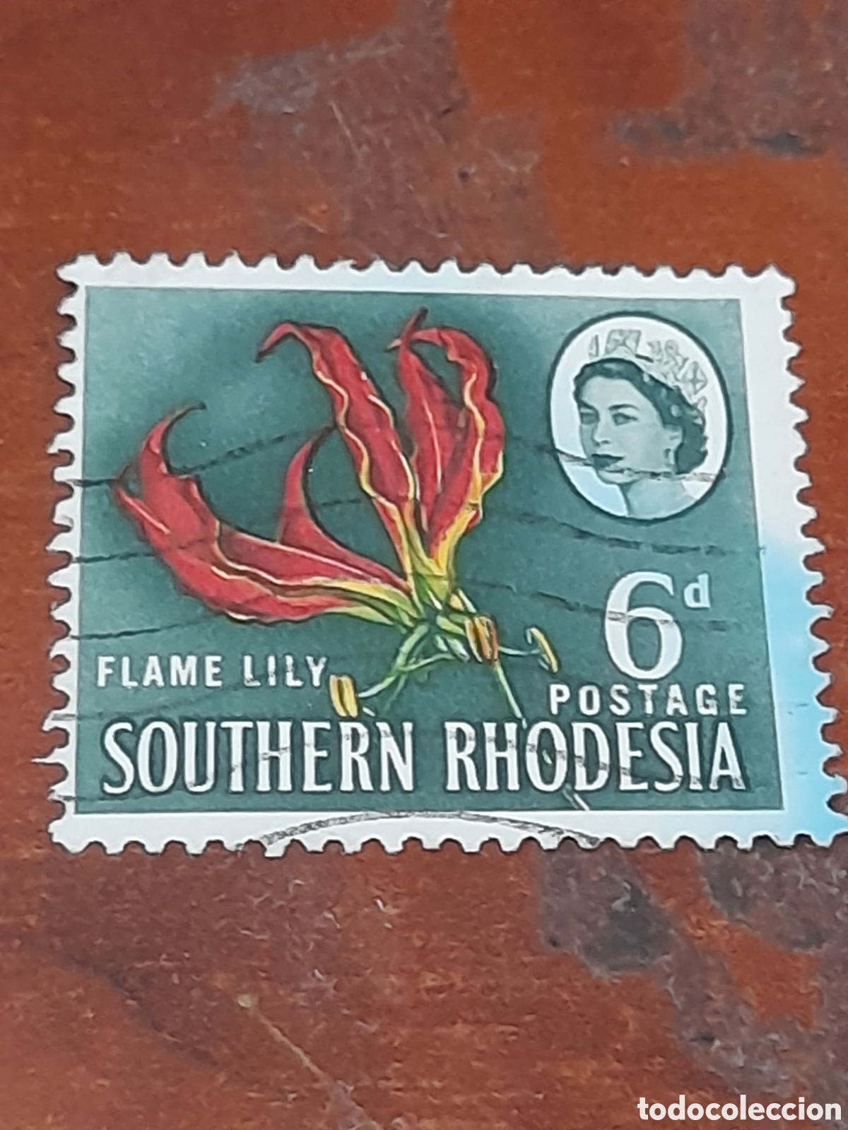 Sellos: Sello (1/14v) Rhodesia mtdo/bgra 1966. Motivos locales. Llama de lirio. Flores. Flora. Naturaeza