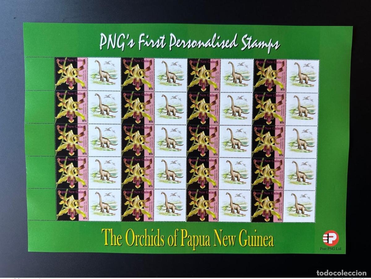 Sellos: Pap&uacute;a Nueva Guinea PNG 2007 Mi. 1244 Dinosaurios personalizados (2) Flores de orqu&iacute;dea