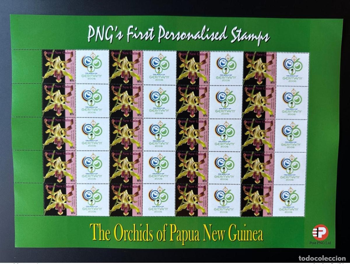 Sellos: Pap&uacute;a Nueva Guinea PNG 2007 Mi. 1244 Copa Mundial de F&uacute;tbol la FIFA Alemania Orqu&iacute;dea