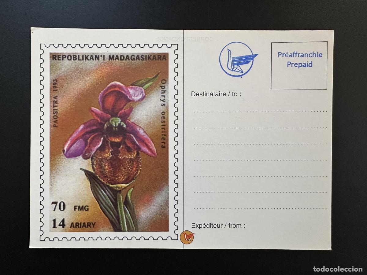 Sellos: &iquest;Madagascar 1993? Min. 1572 sobrecarga local papeler&iacute;a postal entera orqu&iacute;dea
