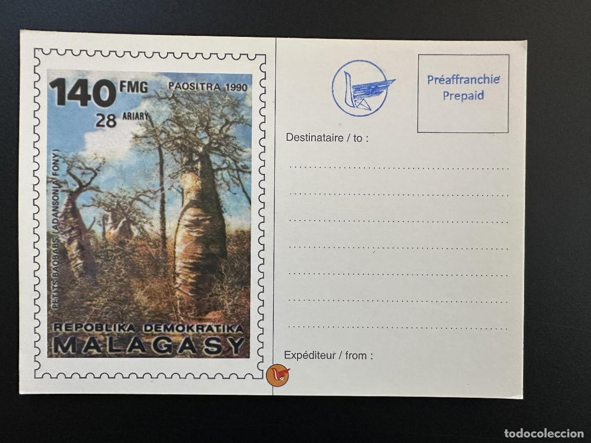 Sellos: &iquest;Madagascar 1991? Mix. 1307 sobrecarga local papeler&iacute;a postal completa baobabs