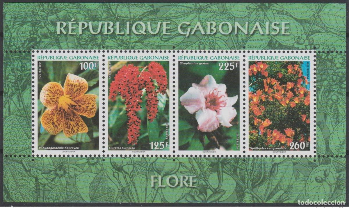 Sellos: Gab&oacute;n 2001 Mi. bl. 123 Flora Flores Orqu&iacute;deas &iexcl;RARAS!