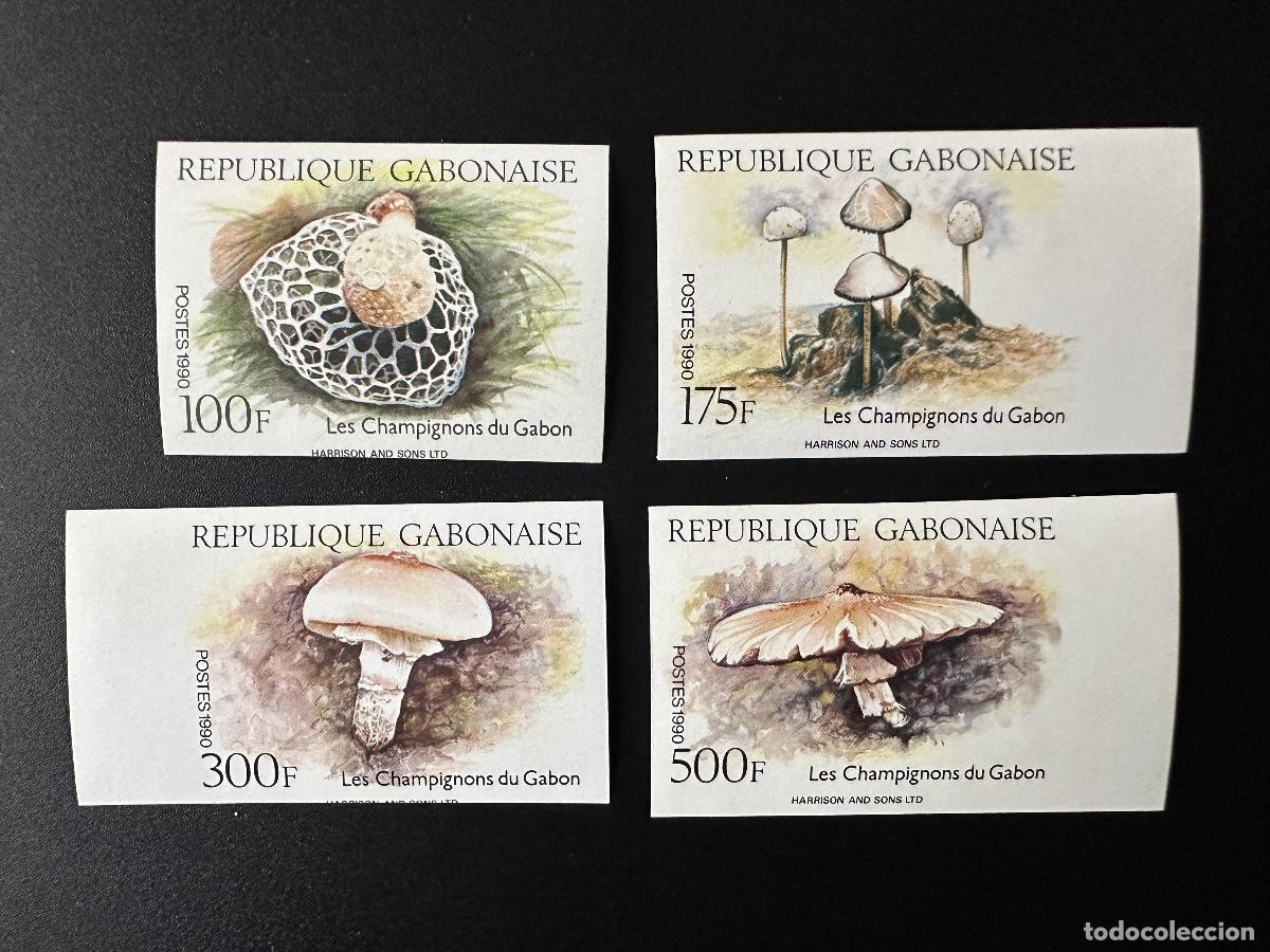 Sellos: Gab&oacute;n 1990 Mi. 1066 - 1069 ND IMPERF Hongos Pilze RARE