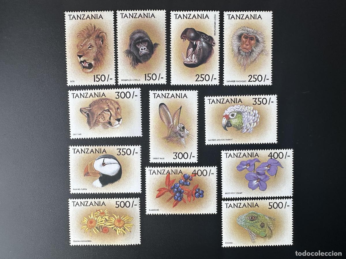 Sellos: Tanzania 1999 Mi. 3745 - 3756 Vida silvestre le&oacute;n gorila hipop&oacute;tamo guepardo liebre