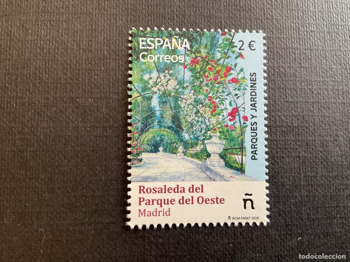 Sellos: ESPA&Ntilde;A A&Ntilde;O 2026. PARQUES Y JARDINES. ROSALEDA PARQUE DEL OESTE. MADRID