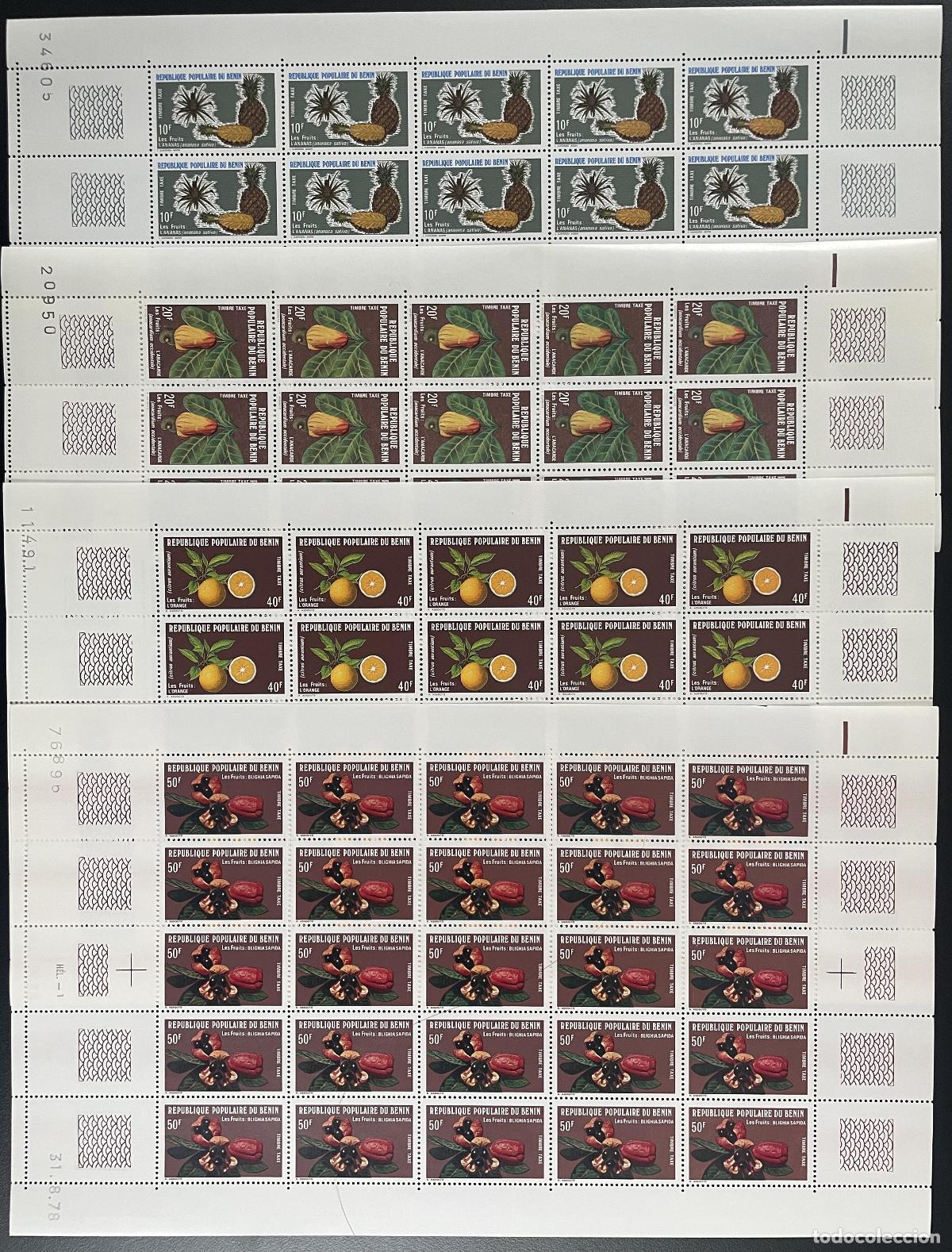 Stamps: Benin 1978 YT Tax 47-50 tabla de frutas Pi&ntilde;a Naranja Blighia Sapida anacarda