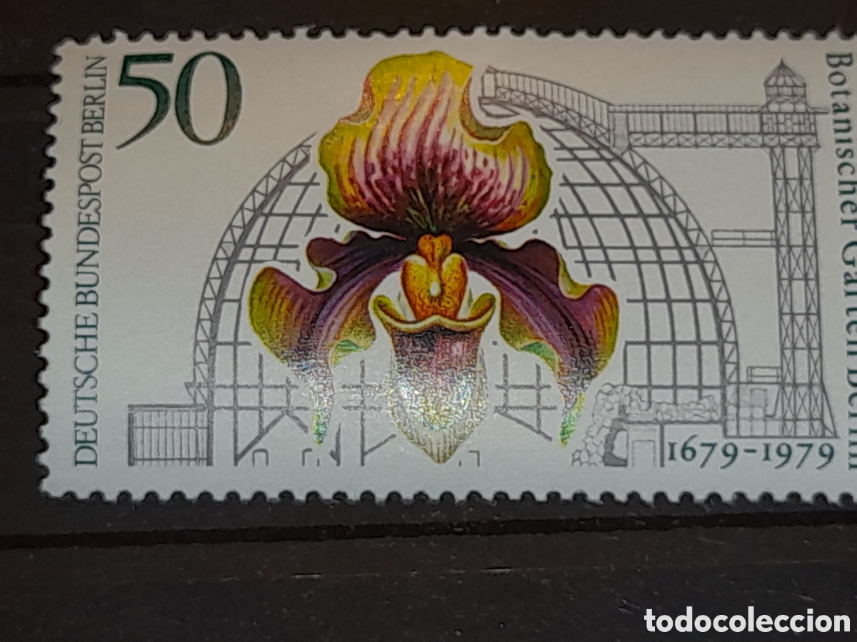 Sellos: Sello Alemania, Berlin mtdo 1979. 300Aniv jardin botanico. Flora. Arquitectura. Naturaleza. Orqu&iacute;dea