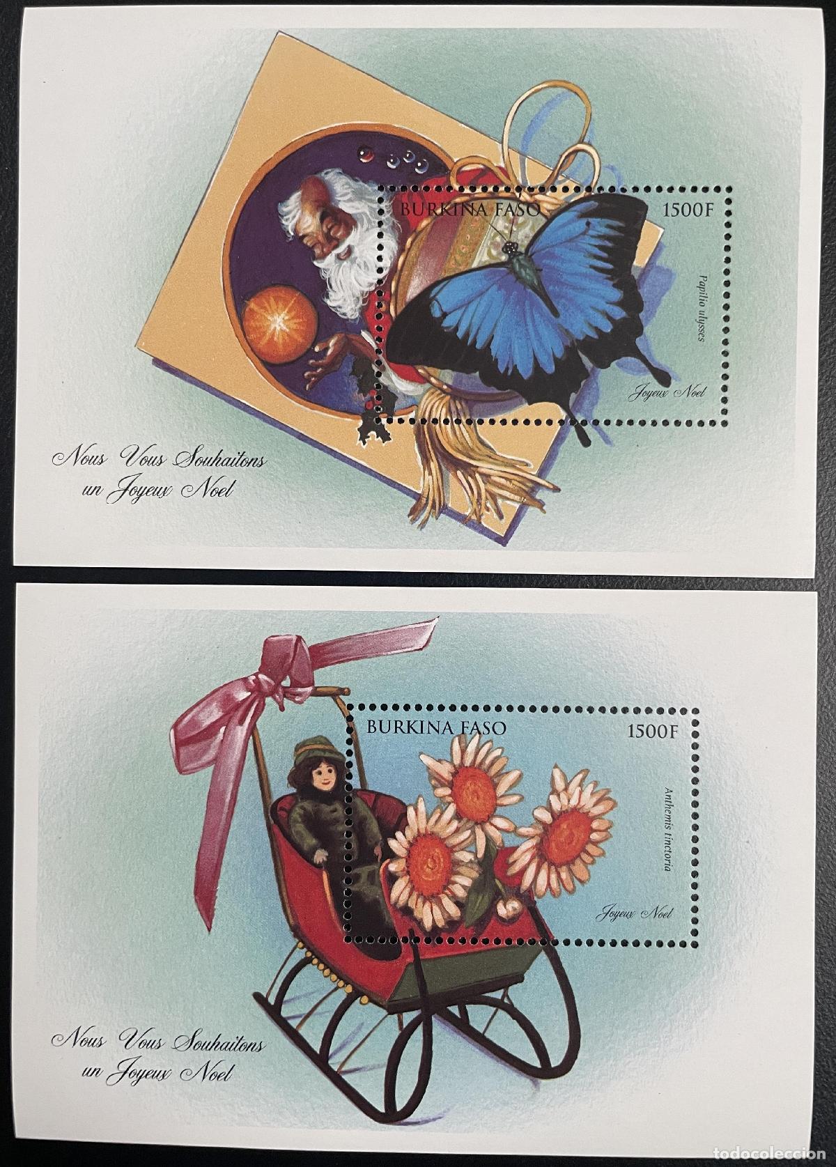 Stamps: Burkina Faso 1998 YT Bl. 75 Navidad Mariposa Santa