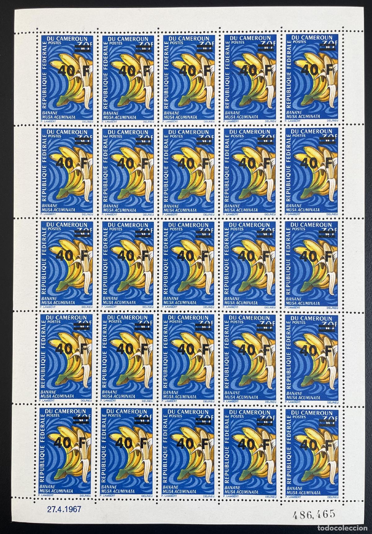 Briefmarken: Camer&uacute;n 1972 YT 533 tabl&oacute;n sobrecargado pl&aacute;tano musa acuminata fruta tropical