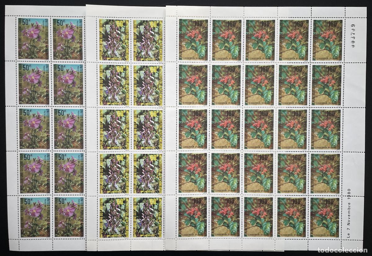 Briefmarken: Rep&uacute;blica Centroafricana 1980 YT 652-654 tabl&oacute;n flores naturaleza flora bot&aacute;nica