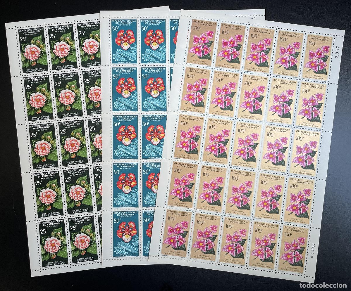 Francobolli: Camer&uacute;n 1966 YT PA 81-83 flores de tabl&oacute;n camelia orqu&iacute;dea naturaleza bot&aacute;nica