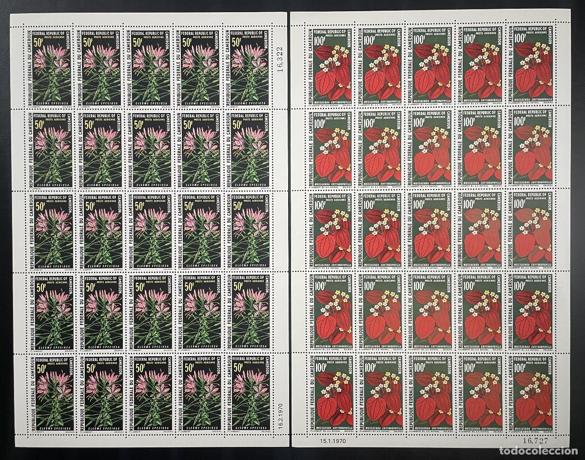 Sellos: Camer&uacute;n 1970 YT PA 155-156 tabl&oacute;n plantas flores naturaleza flora bot&aacute;nica