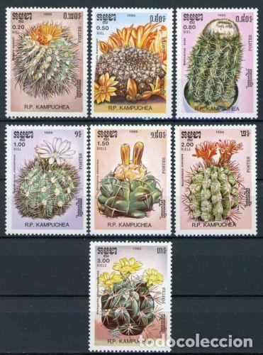 Sellos: Camboya - Kampuchea 1986 Ivert 646/52 *** Flora - Cactus