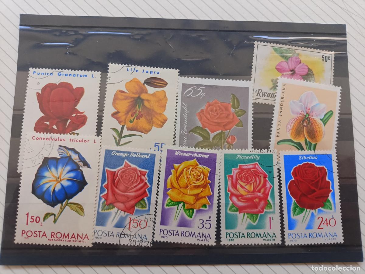 Sellos: Lote de sellos de flores