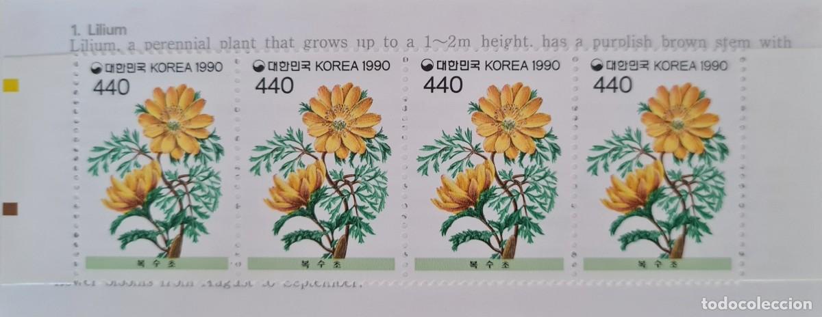 Sellos: Serie de dos librillos postales, primer d&iacute;a de emisi&oacute;n, Korea del Sur 1990: plantas