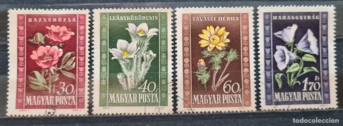 Sellos: Serie de sellos usados de Hungr&iacute;a 1950: flores