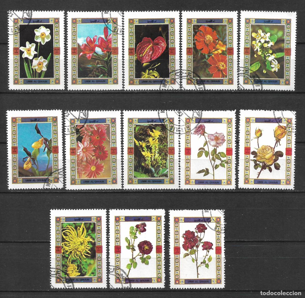 Selos: umm al qiwain 13 sellos usado flora - 6-8