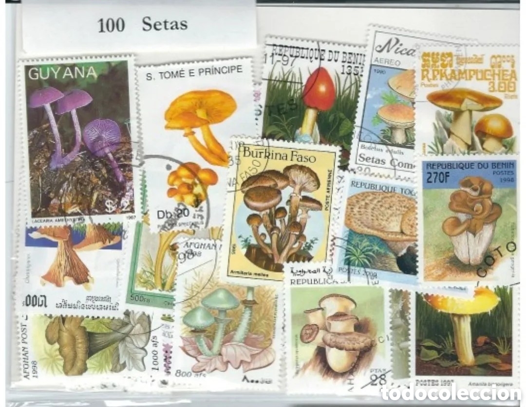 Sellos: 100 SELLOS MUNDIALES DIFERENTES (SETAS)