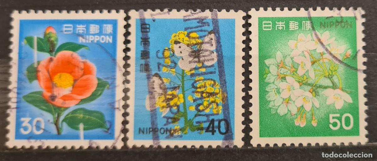 Sellos: Serie completa de sellos usados de Jap&oacute;n 1980: flores