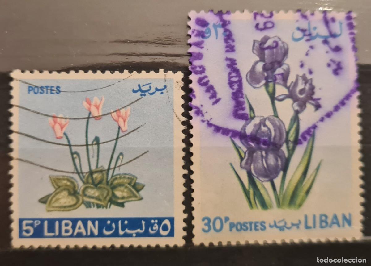 Sellos: Serie de sellos usados de L&iacute;bano 1964: flores