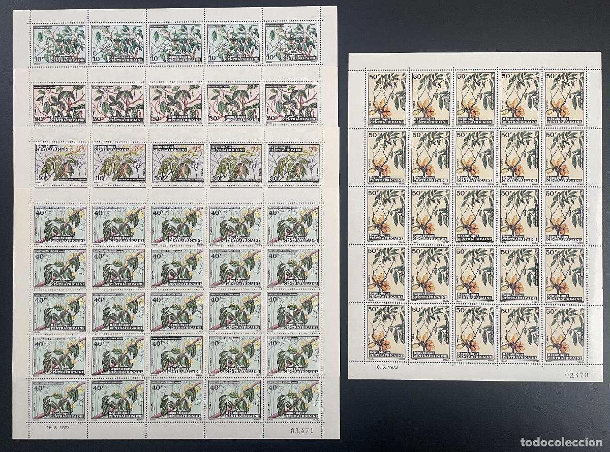 Sellos: Centroafricana 1973 YT 191-195 tabl&oacute;n flores naturaleza bot&aacute;nica