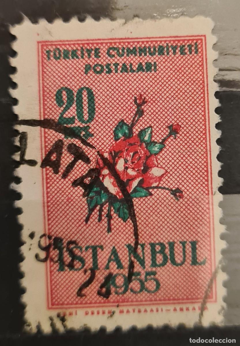 Sellos: Sello usado de Turqu&iacute;a 1955: Fiesta de las flores en Estambul