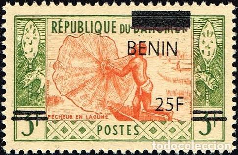 Sellos: Ben&iacute;n 2009 Mi. 1469 sobrecargado BENIN 25F pescador laguna Dahomey