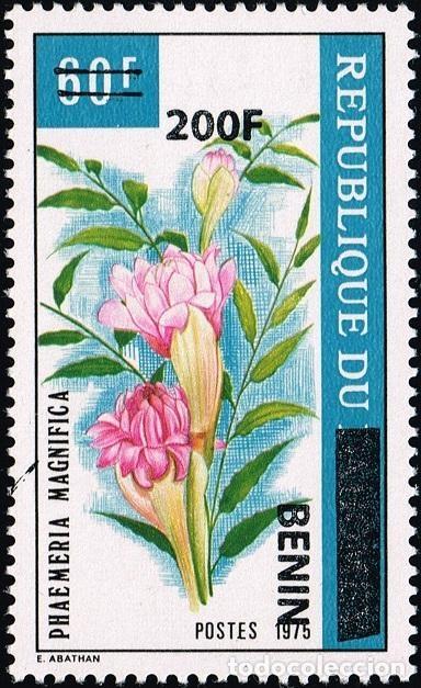 Sellos: Ben&iacute;n 2009 Mi. 1496 sobrecargado Phaemeria Magnifica flores flora