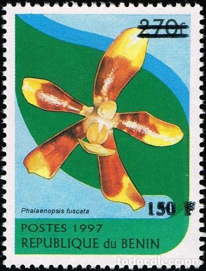 Sellos: Ben&iacute;n 2000 Mi. 1292 sobrecargado orqu&iacute;dea Phalaenopsis fuscata flor