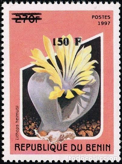Sellos: Ben&iacute;n 2000 Mi. 1295 sobrecargado Lithops helmutii planta suculenta flor