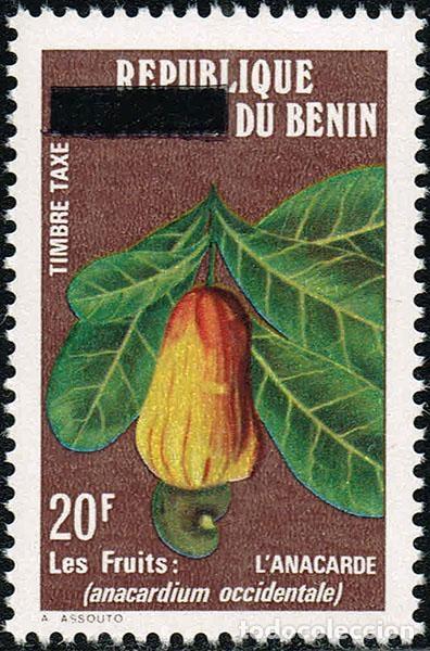 Sellos: Ben&iacute;n 1990 Mi. 12 Sello de tasa sobrecargado frutas anacardo caj&uacute;