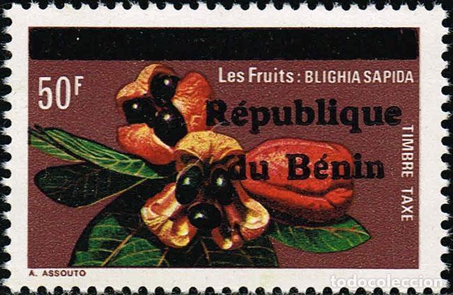 Sellos: Ben&iacute;n 1990 Mi. 14 Sello de tasa sobrecargado frutas Blighia Sapida