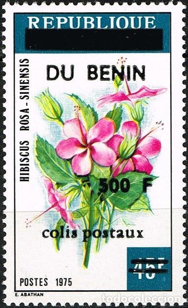 Sellos: Ben&iacute;n 1994 Mi. 34 Sello paquete sobrecargado 500F paquetes postales Hibiscus