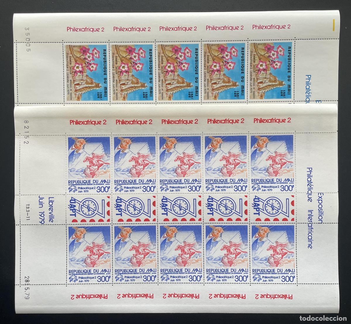 Stamps: Mali 1979 YT 335A-336A tablero Philexafrique 2 flores jinete UAPT