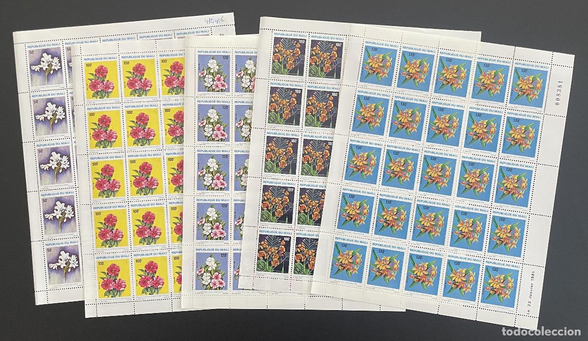 Sellos: Mali 1981 YT 412-416 tabl&oacute;n flores tropicales lirio hibisco orqu&iacute;deas