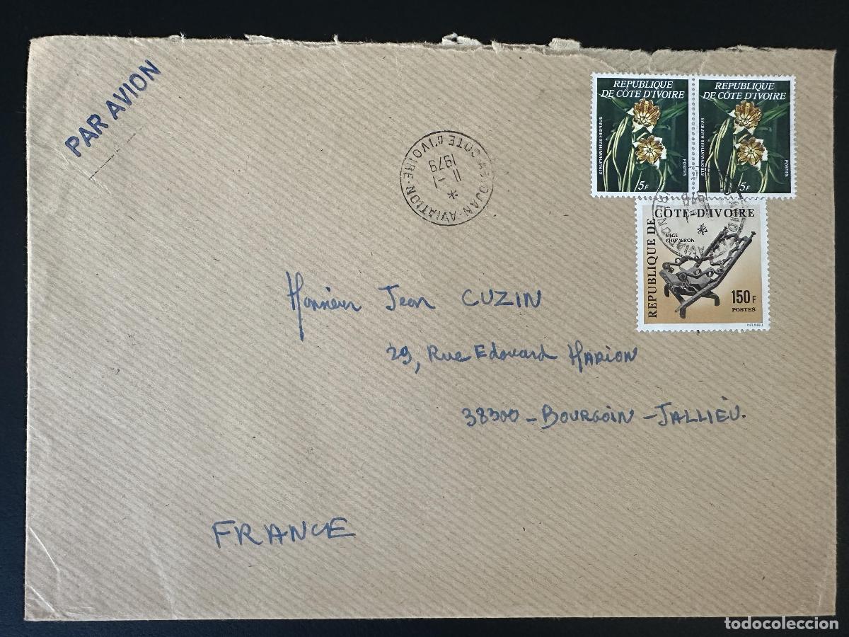 Sellos: Costa de Marfil 1979 Mi. A532 carta a&eacute;rea flores sede artesan&iacute;a