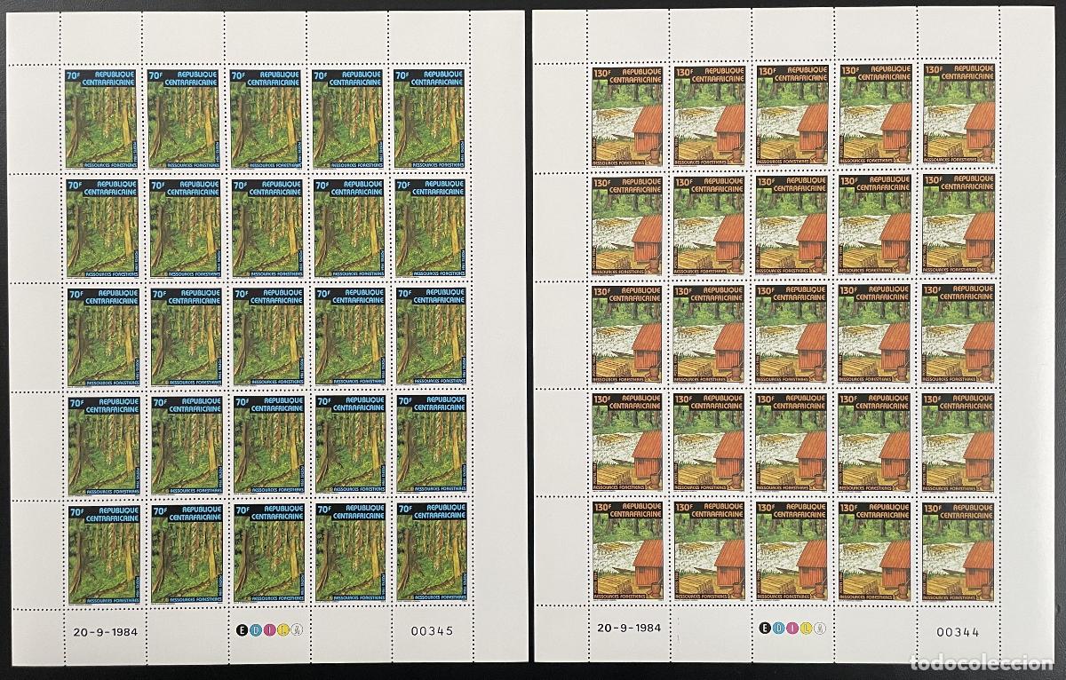 Sellos: Rep&uacute;blica Centroafricana 1984 YT 634-635 tabl&oacute;n bosque tropical home case nature