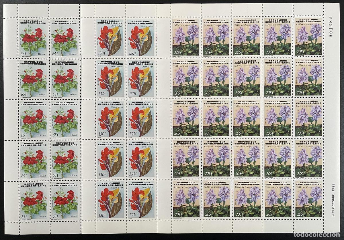 Sellos: Centroafricana 1984 YT 643-645 flores de tabl&oacute;n hibiscus canna eulophia orqu&iacute;dea