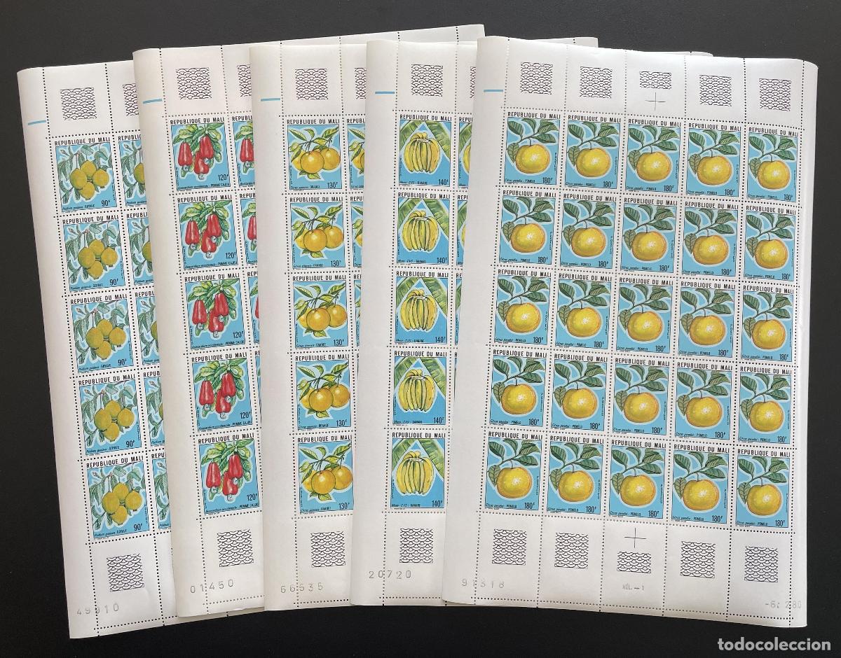Sellos: Mali 1980 YT 376-380 frutas guayaba anacardo banana pomelo