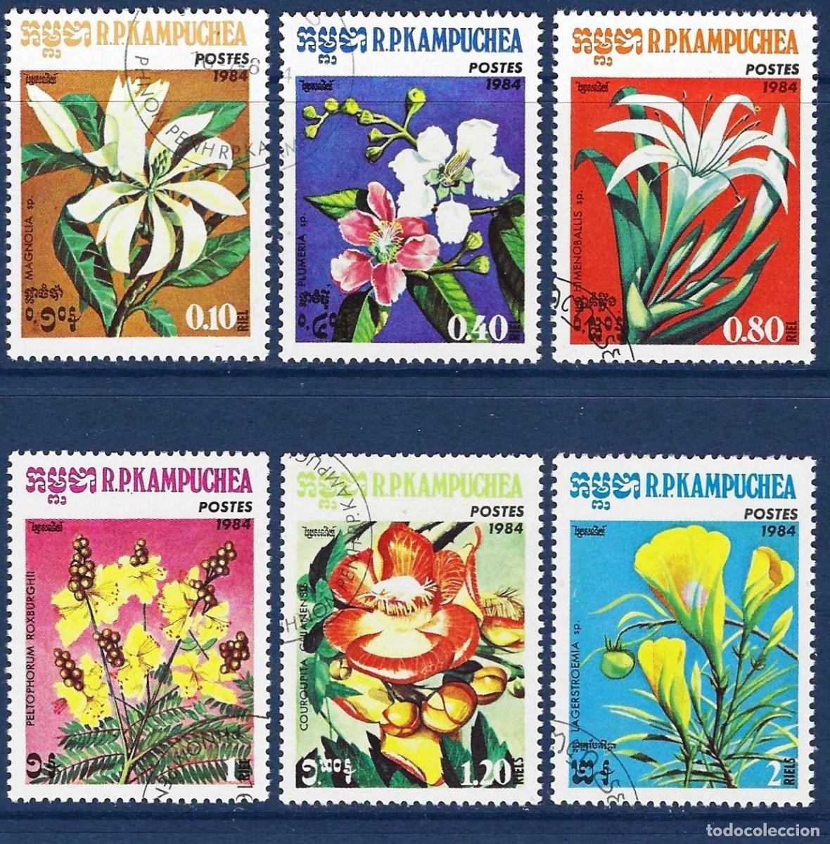 Sellos: Kampuchea 1984 - Mi 591 a 596 - YT 477 a 482 - Flores