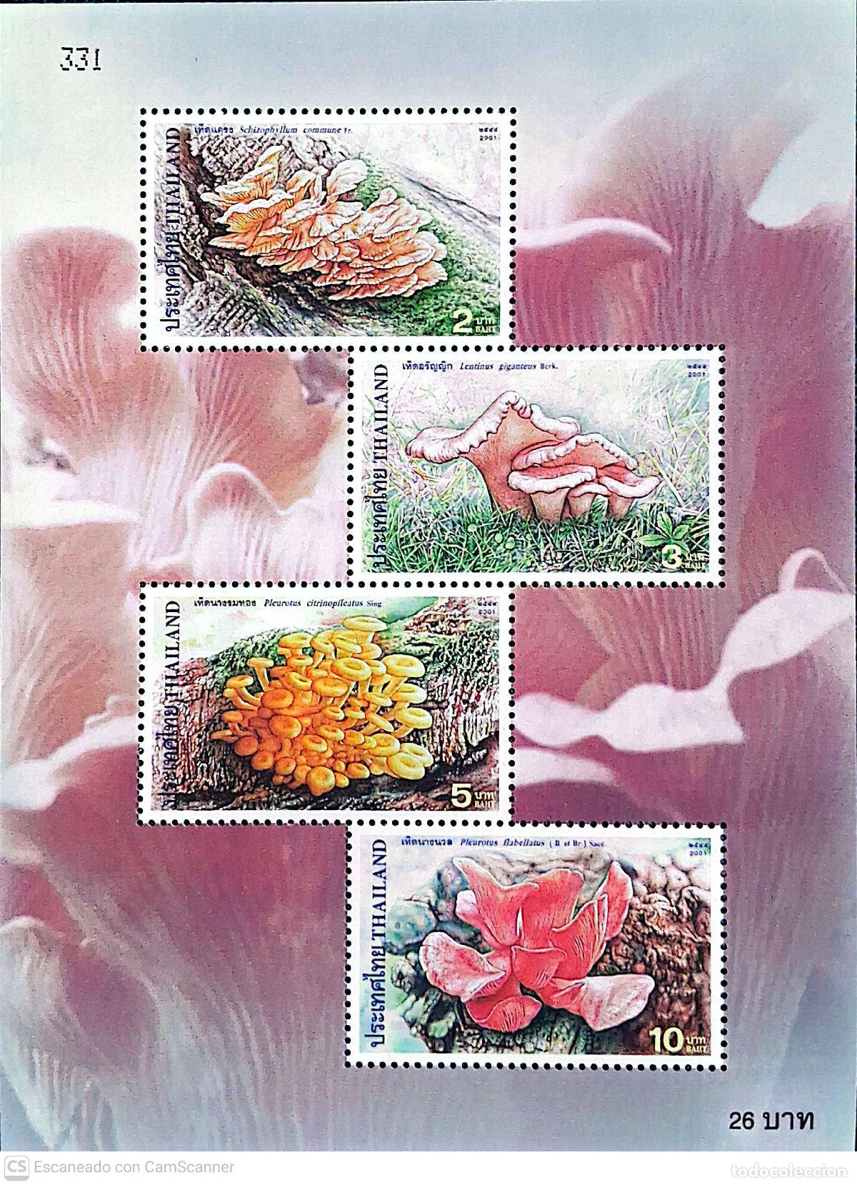 Sellos: Tailandia. HB 148A Flora: Champi&ntilde;ones. 2001. Sellos nuevos y numeraci&oacute;n Yvert.