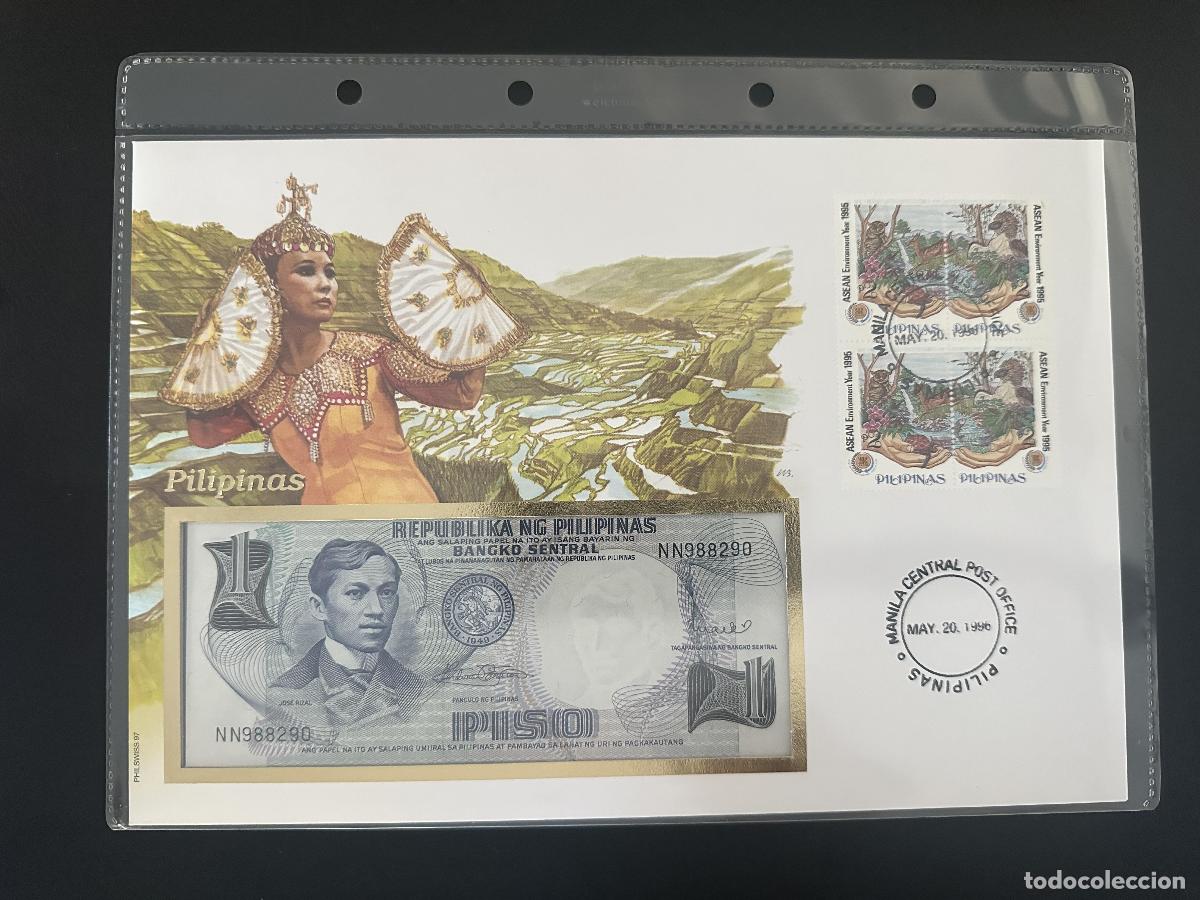 Sellos: Filipinas sobre numism&aacute;tico 1 Piso sellos ASEAN 1996 Manila