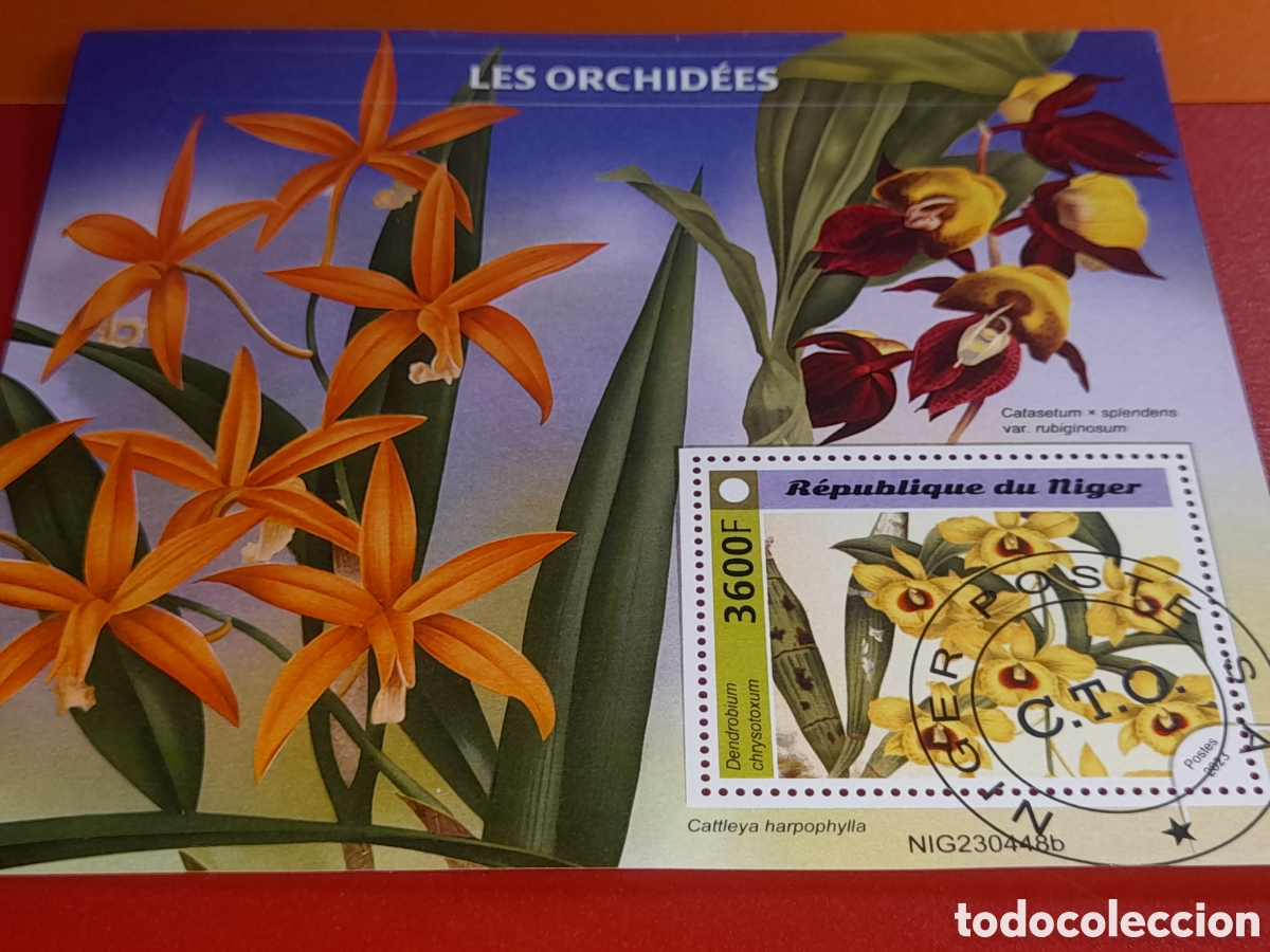 Sellos: HB Niger mtdo 2023. Orqu&iacute;deas. Flores. Flora. Plantas. Naturaleza.