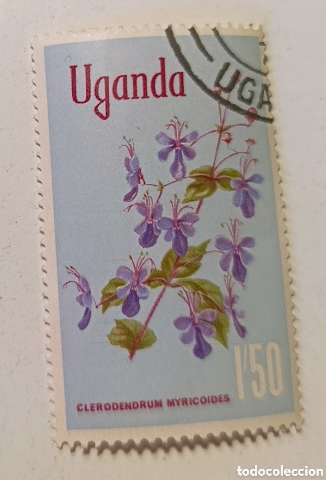 Sellos: UGANDA sello flor clerodendrum a&ntilde;o 1975