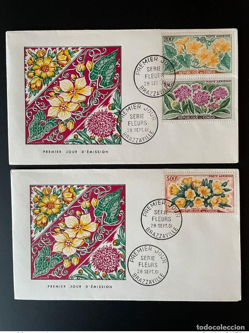 Sellos: Congo 1961 Mi. 9 - 11 FDC Fleurs Bl&uuml;ten Blumen Flowers Airmail