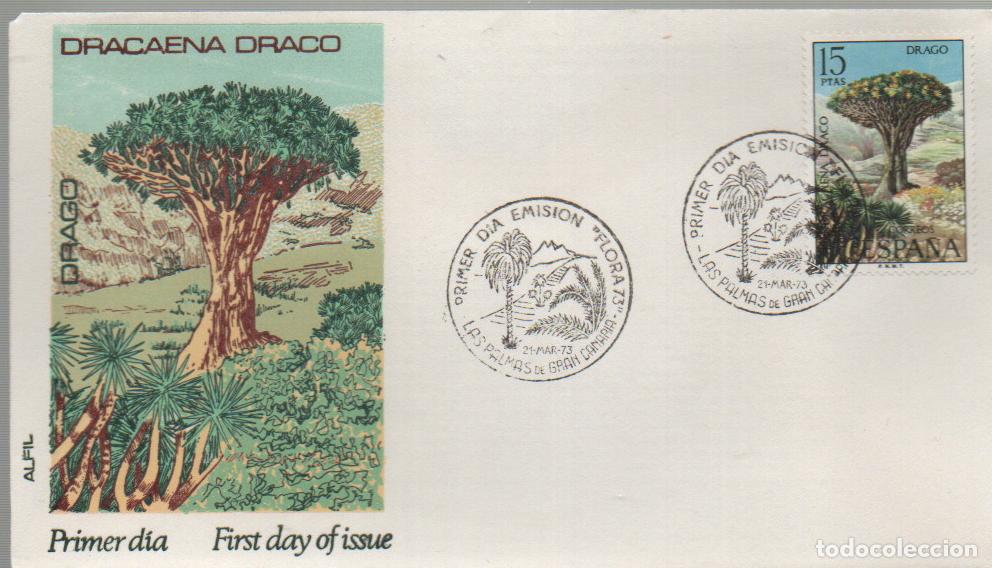 Sellos: EDIFIL 2124, FLORA ESPA&Ntilde;OLA, EL DRAGO, PRIMER DIA ESPECIAL DE LAS PALMAS DEL 21-3-1973