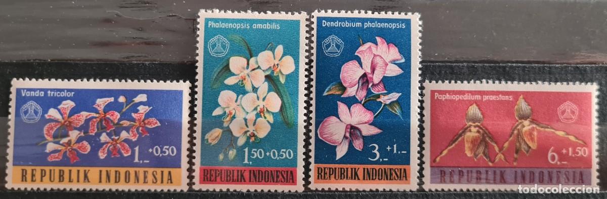 Sellos: Serie completa de sellos nuevos de Indonesia 1962. V Jornadas de Obras Sociales: orqu&iacute;deas